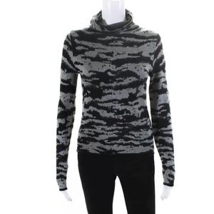 John + Jenn Womens Long Sleeve Turtleneck Tennyson Sweater Gray Black Size XS
